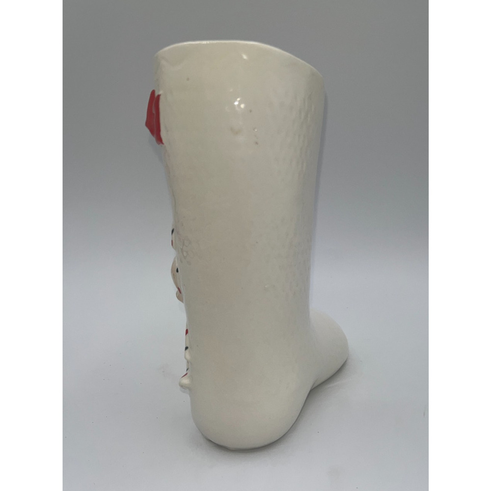 Vintage Ceramic Candy Cane Pixie Elf Christmas Boot Stocking Planter Vase Decor - Picture 12 of 16